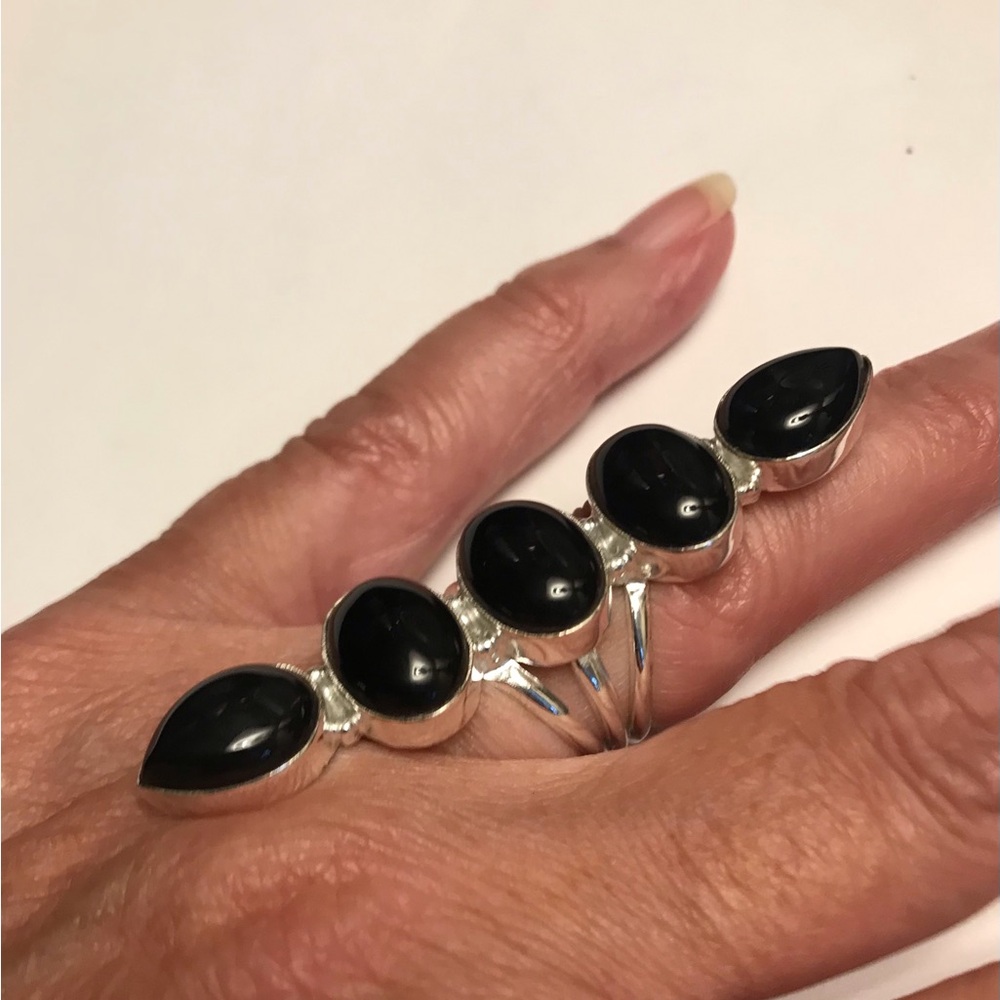 Black Onyx Stamped 925 Sterling Silver Ring - Picture 5 of 5
